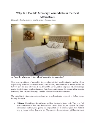 why is a double memory foam mattress the best