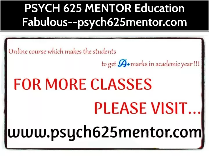 psych 625 mentor education fabulous