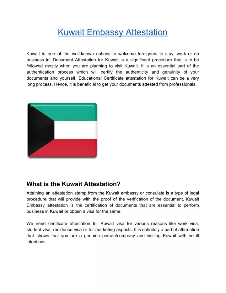 kuwait embassy attestation kuwait