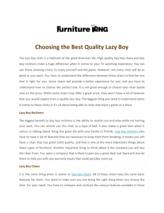 choosing the best quality lazy boy