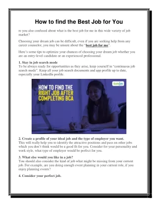 how to find the best job for you