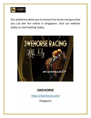 Horse Racing Live Singapore | 3wehorse.com