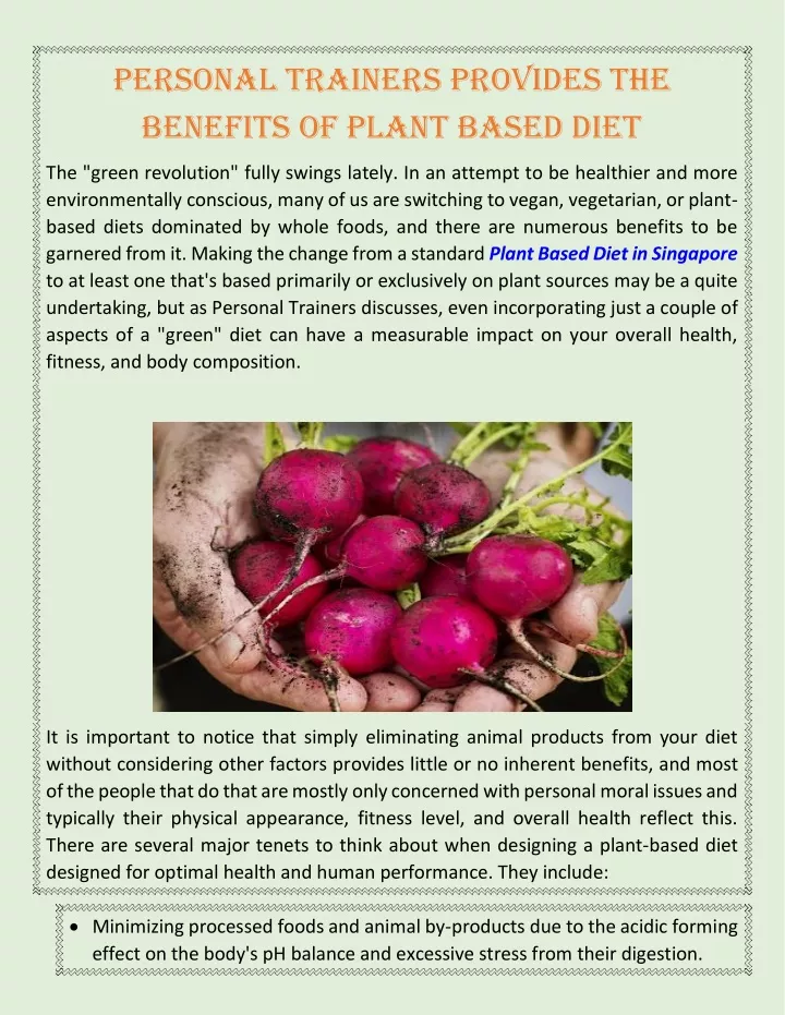 personal trainers provides the benefits of plant