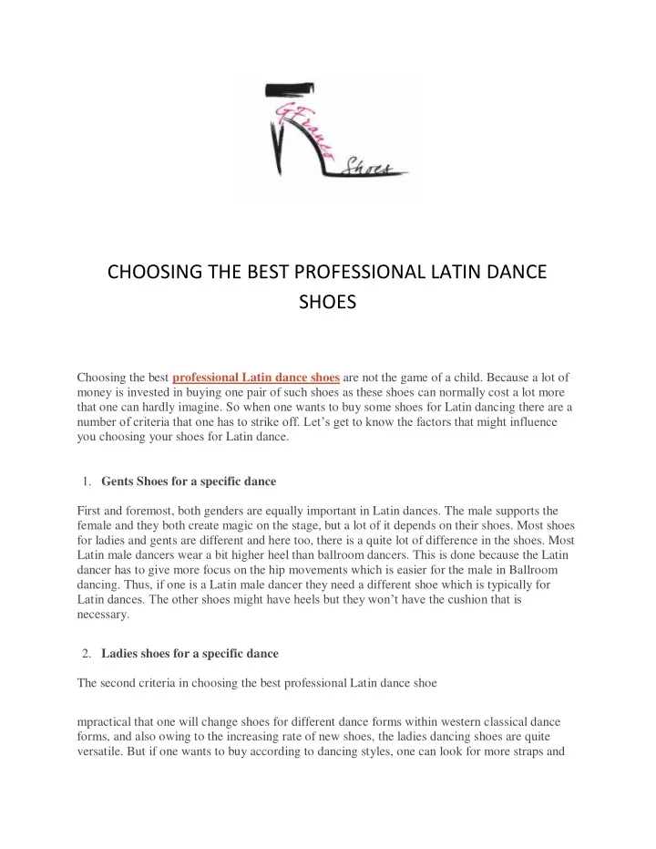 choosing the best professional latin dance shoes