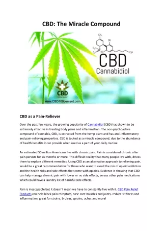 CBD: The Miracle Compound