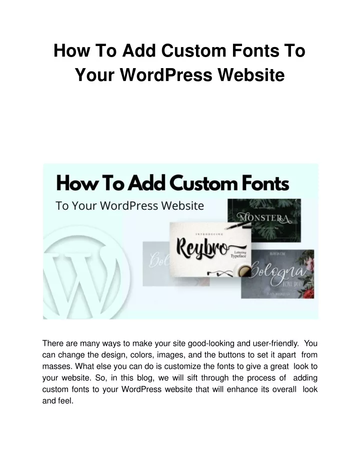 how to add custom fonts to your wordpress website