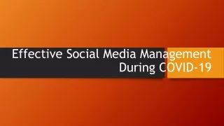 Effective Social Media Management During COVID-19