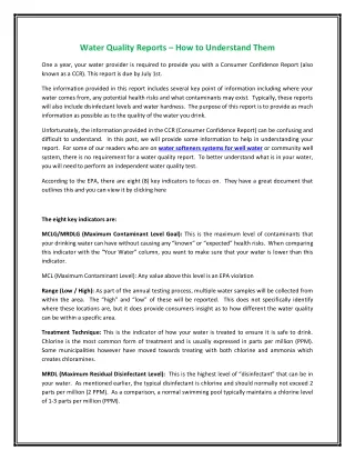 water quality reports how to understand them