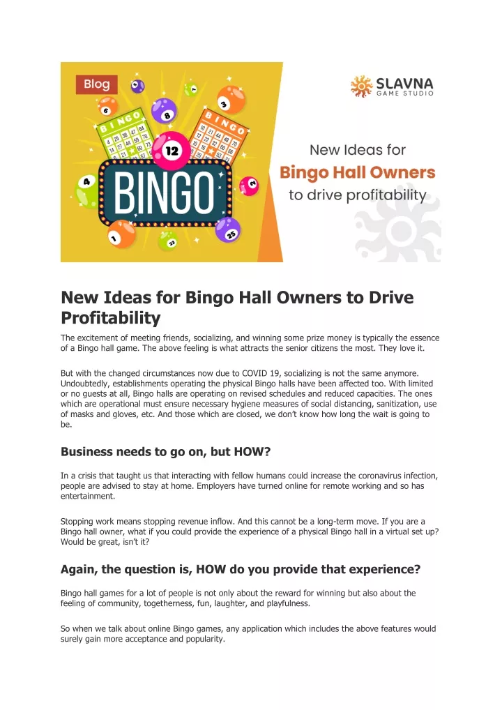 new ideas for bingo hall owners to drive