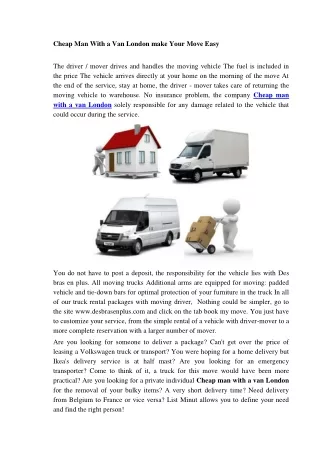 cheap man with a van london make your move easy