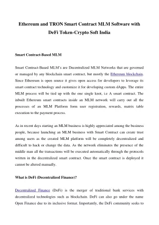ethereum and tron smart contract mlm software with