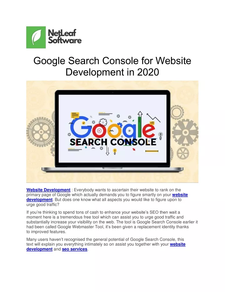 google search console for website development