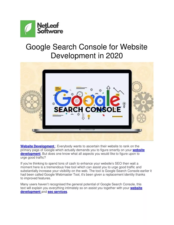 google search console for website development in 2020