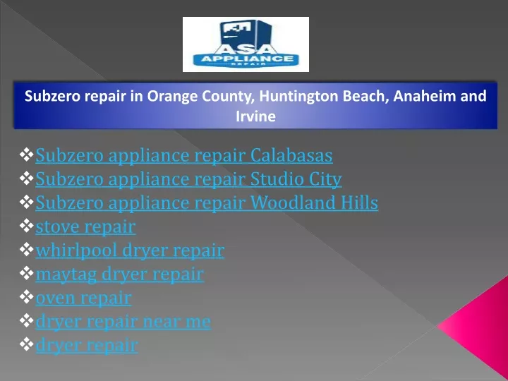 subzero repair in orange county huntington beach