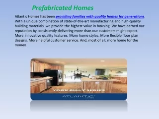 Prefabricated Homes