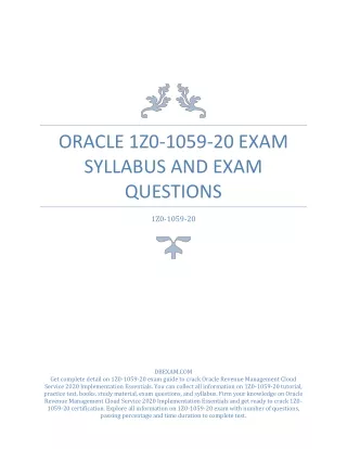 [NEW] Oracle 1Z0-1059-20 Exam Syllabus and Exam Questions