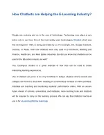 How Chatbots are Helping the E-Learning Industry? - slide 1