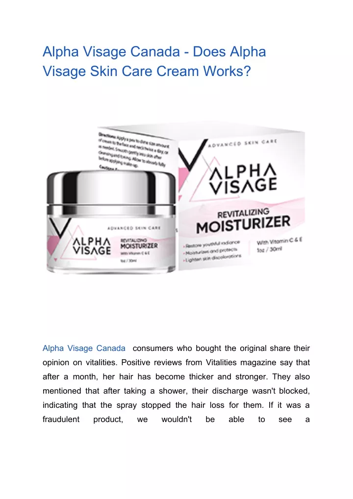 alpha visage canada does alpha visage skin care
