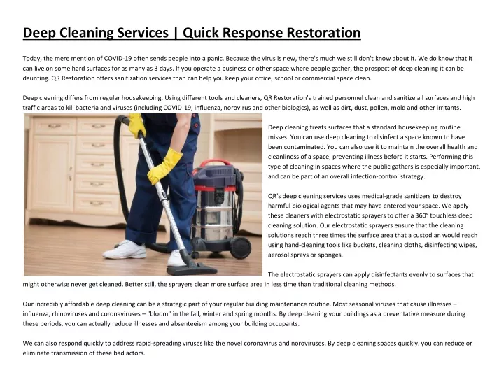 deep cleaning services quick response restoration