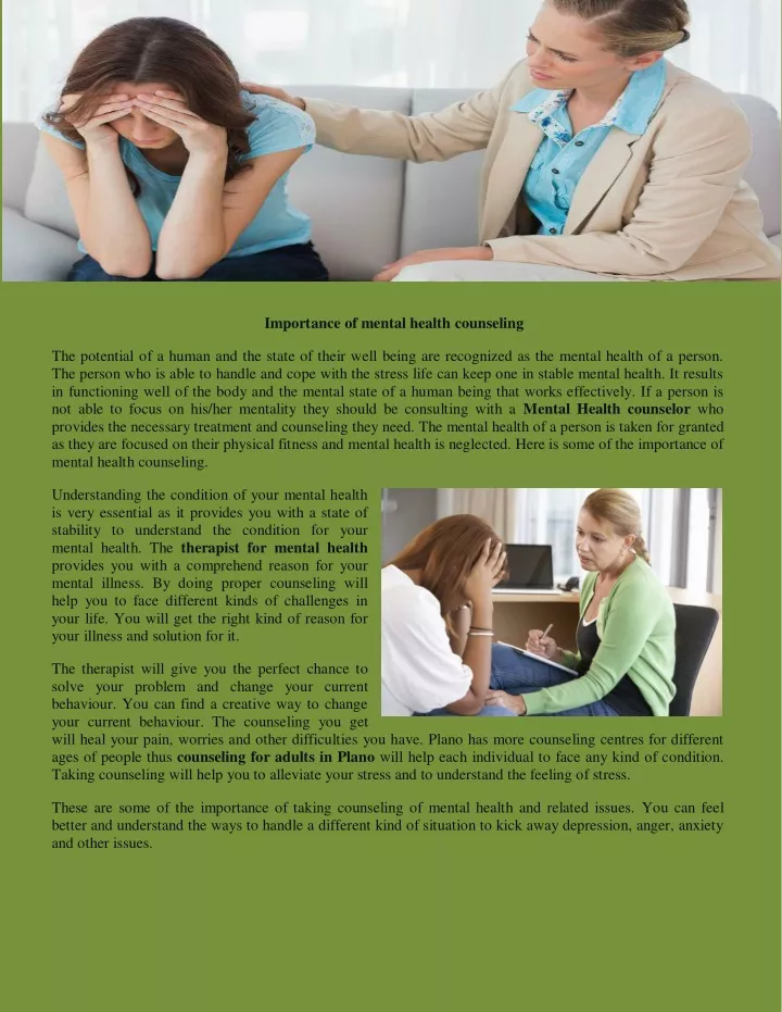 importance of mental health counseling