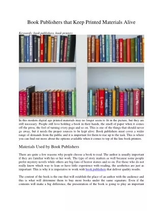 book publishers that keep printed materials alive