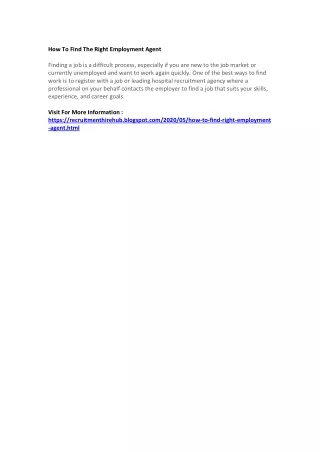 how to find the right employment agent