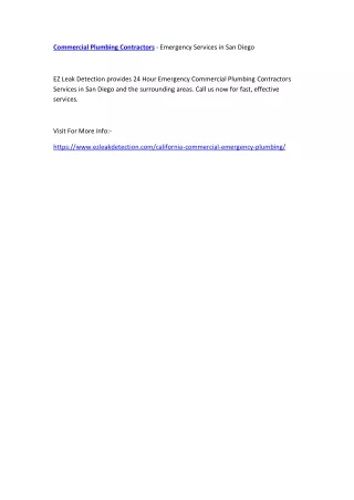 commercial plumbing contractors emergency