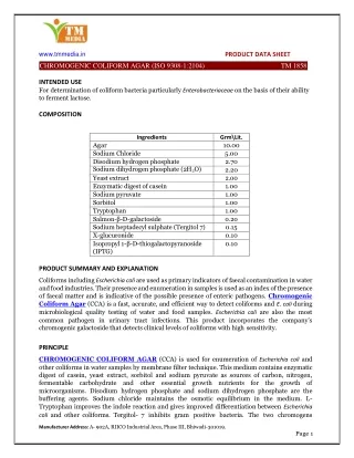 CHROMOGENIC COLIFORM AGAR CCA : PG Microlab Solution