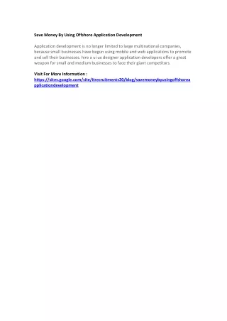 save money by using offshore application