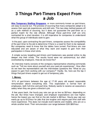 3 things part timers expect from a job