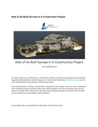 Role of As-Built Surveys In A Construction Project