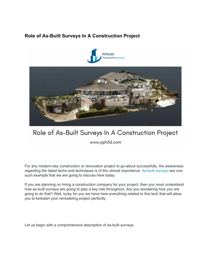 role of as built surveys in a construction project