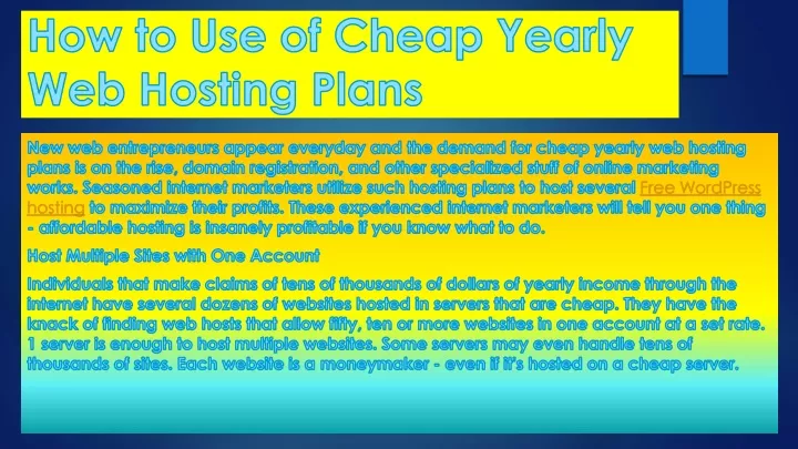 how to use of cheap yearly web hosting plans