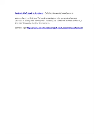 dedicated full stack js developer full stack