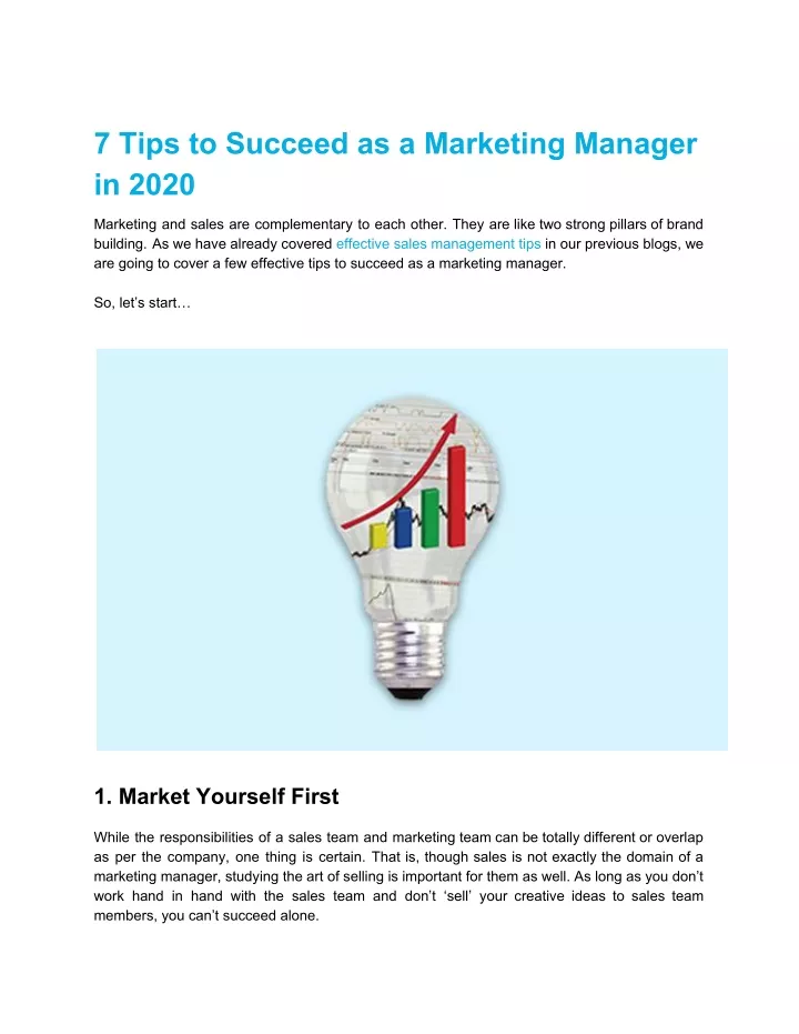 7 tips to succeed as a marketing manager in 2020