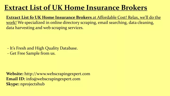 extract list of uk home insurance brokers