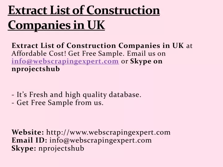 extract list of construction companies in uk
