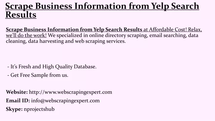 scrape business information from yelp search results