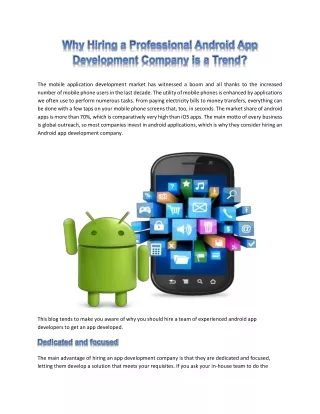 Why Hiring a Professional Android App Development Company is a Trend?
