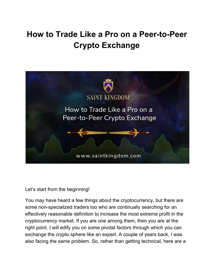 how to trade like a pro on a peer to peer crypto