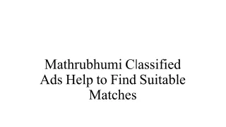 mathrubhumi c l assified ads help to find suitable matches