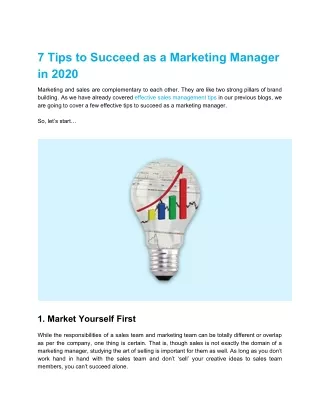7 tips to succeed as a marketing manager in 2020