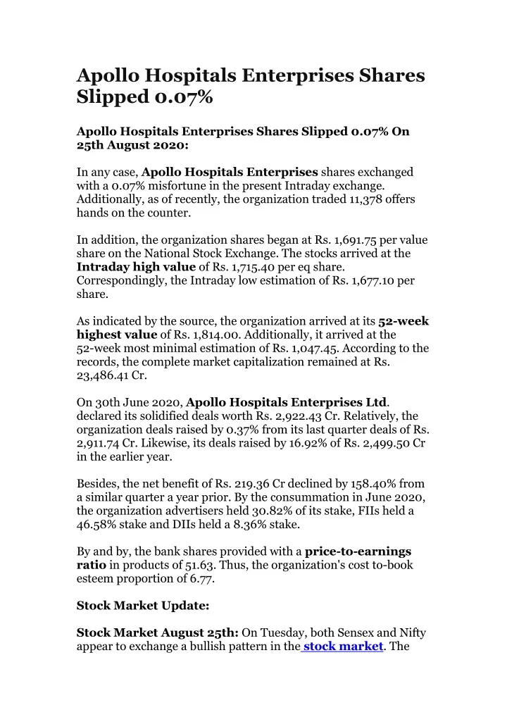 apollo hospitals enterprises shares slipped 0 07