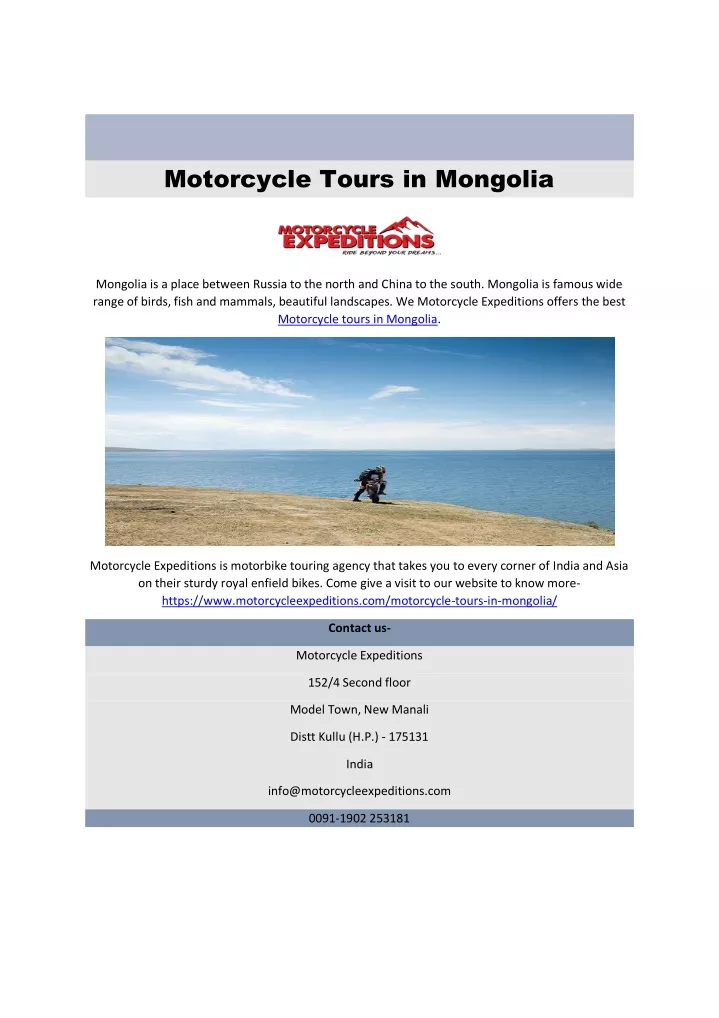 motorcycle tours in mongolia