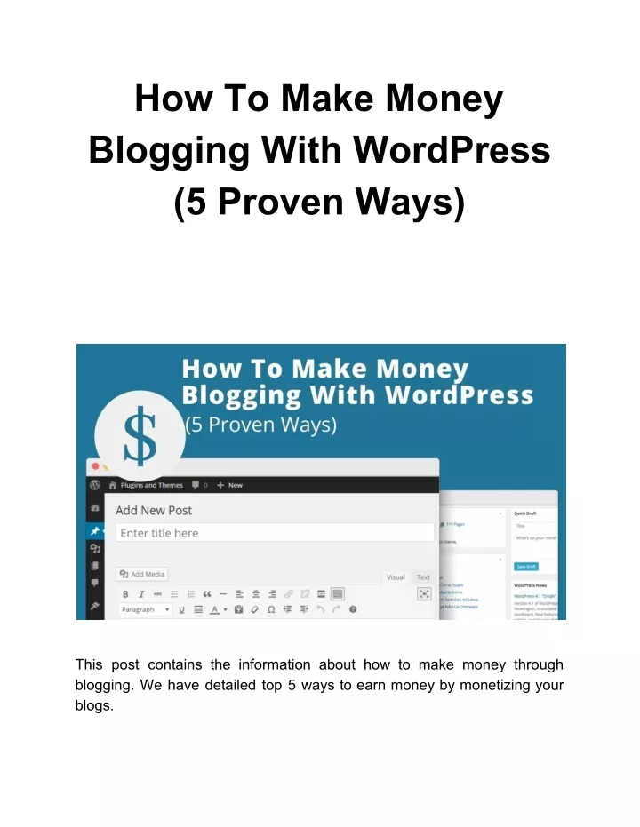 how to make money blogging with wordpress