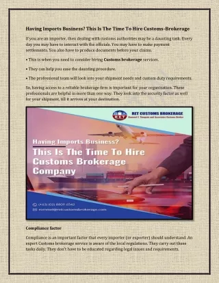 having imports business this is the time to hire