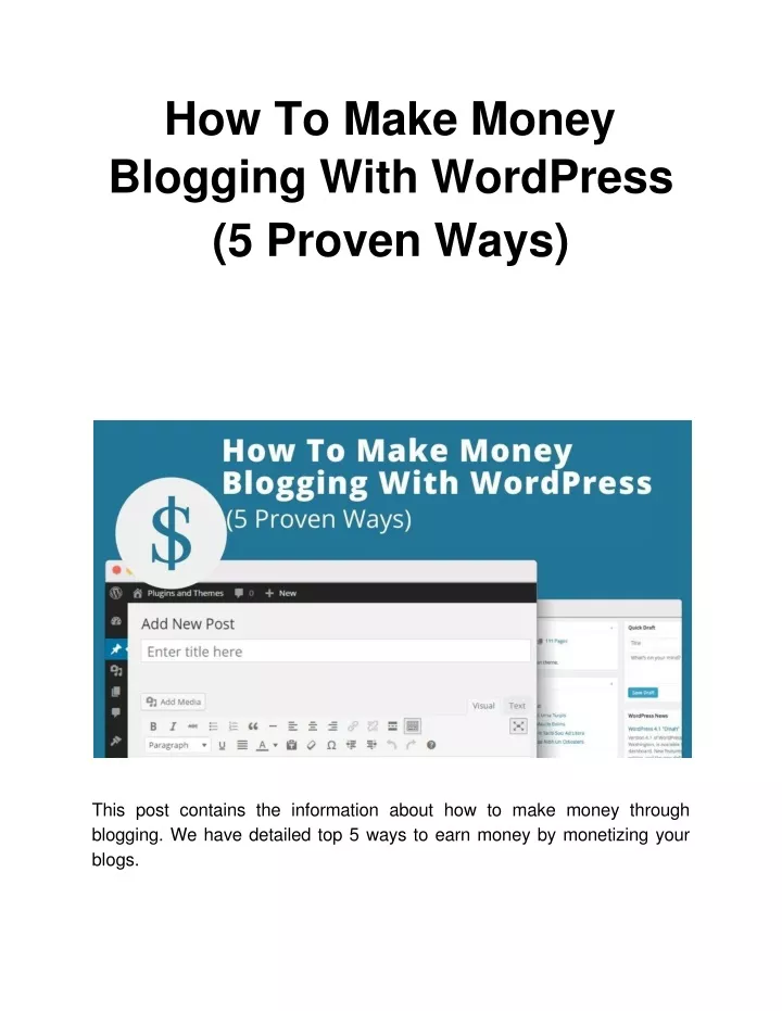 how to make money blogging with wordpress 5 proven ways