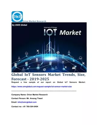 Global IoT Sensors Market Trends, Size, Forecast - 2019-2025