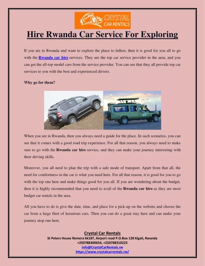 hire rwanda car service for exploring