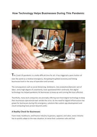 how technology helps businesses during this
